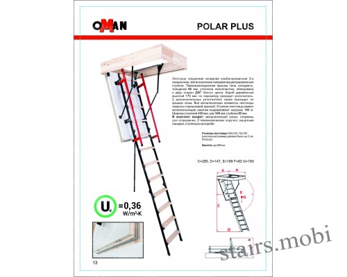 Складные чердачные лестницы POLAR PLUS с люком.